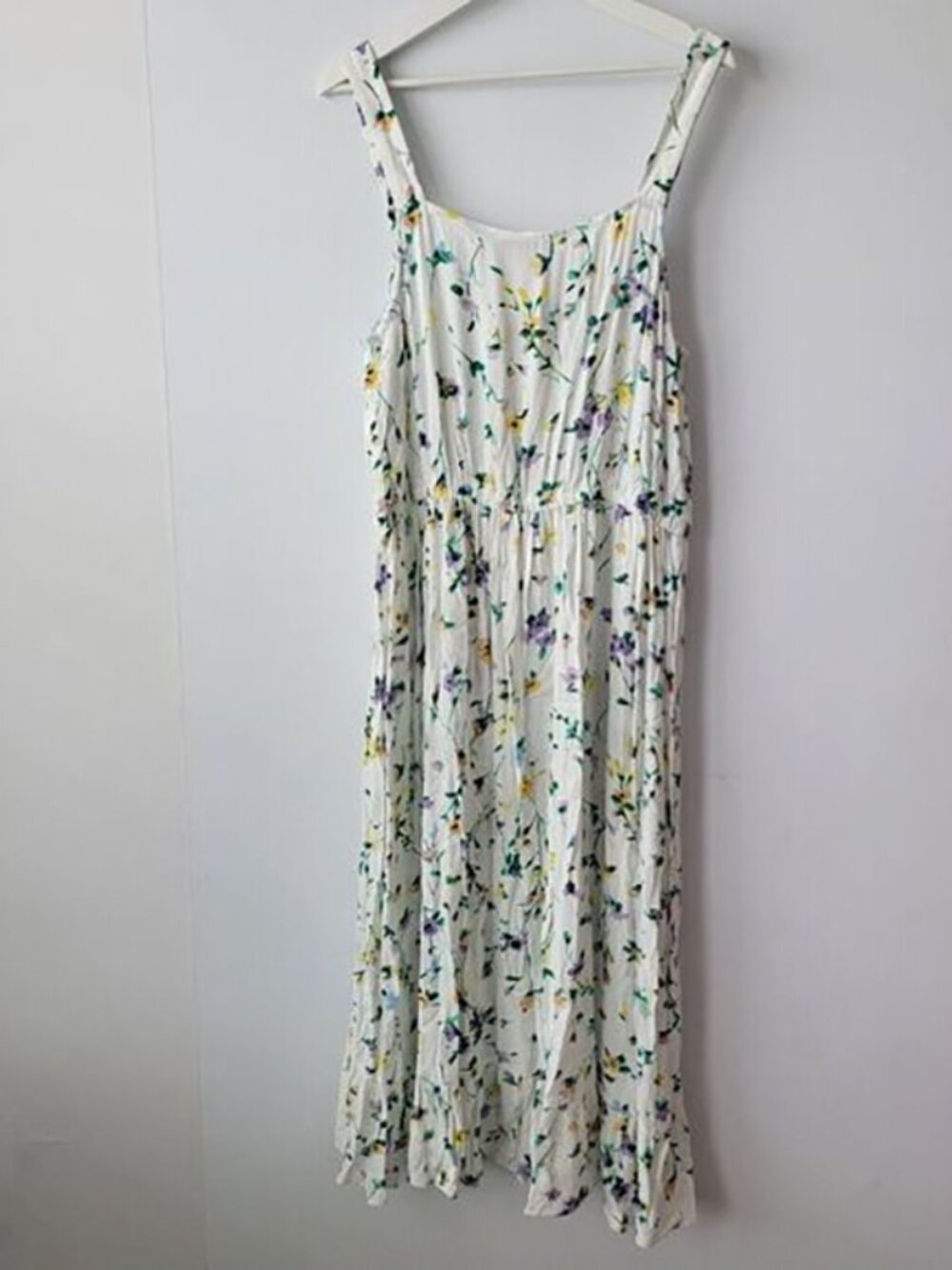 Loft womens Floral Button Ruffle Midi Dress size 14 button front tie wasit - Picture 2 of 8
